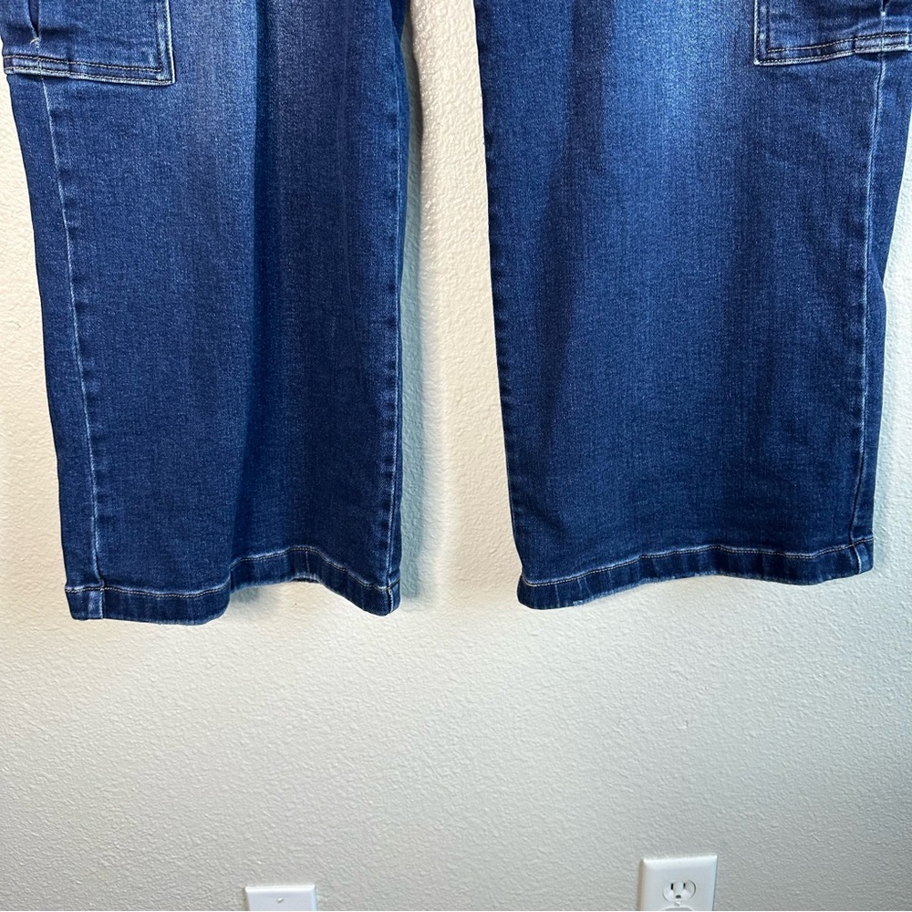 RISEN High Rise Cropped Wide Leg Ankle Pant Blue Women’s Size 1XL - Picture 6 of 11
